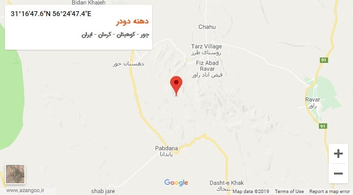 روستای دهنه دودر بر روی نقشه
