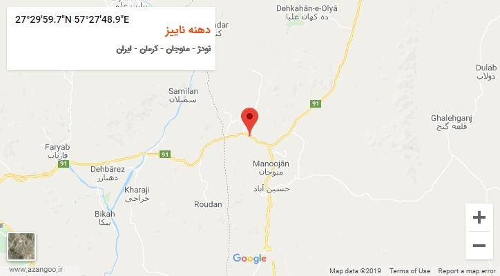 روستای دهنه ناییز بر روی نقشه