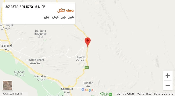 روستای دهنه تنگل بر روی نقشه