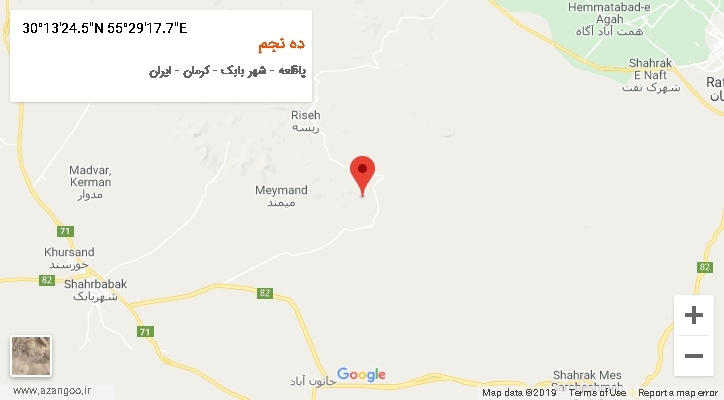 روستای ده نجم بر روی نقشه