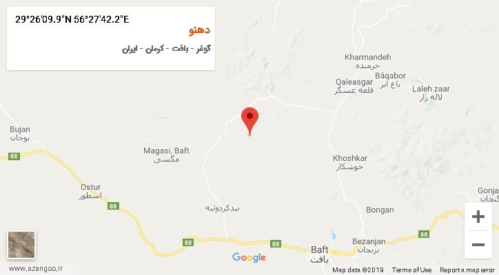 روستای دهنو بر روی نقشه