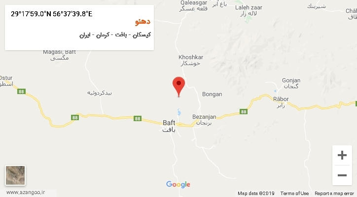 روستای دهنو بر روی نقشه