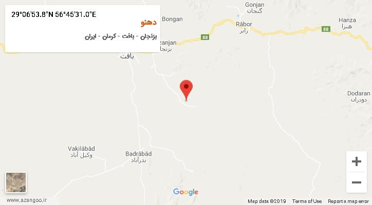 روستای دهنو بر روی نقشه
