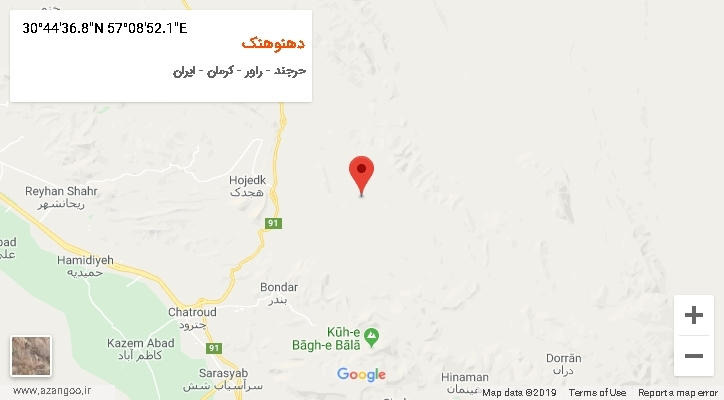 روستای دهنوهنک بر روی نقشه