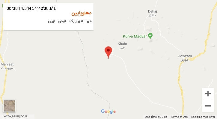روستای دهنوپایین بر روی نقشه
