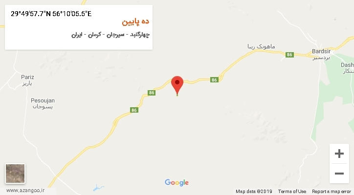روستای ده پایین بر روی نقشه