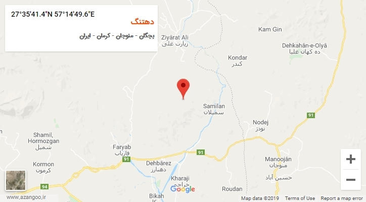 روستای دهتنگ بر روی نقشه