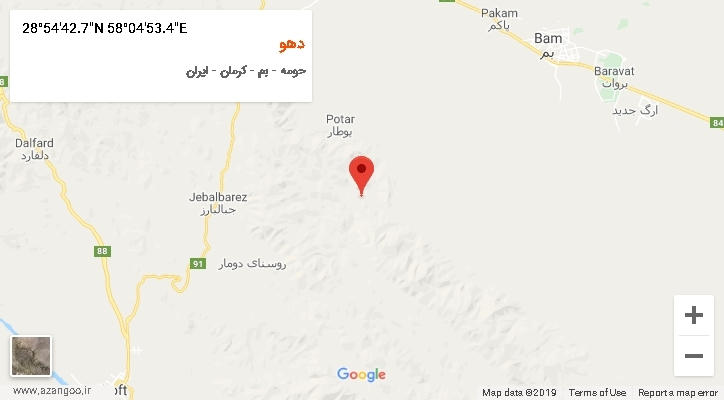 روستای دهو بر روی نقشه