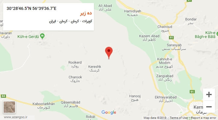 روستای ده زیر بر روی نقشه