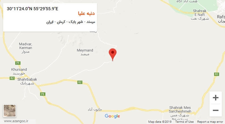 روستای دنبه علیا بر روی نقشه