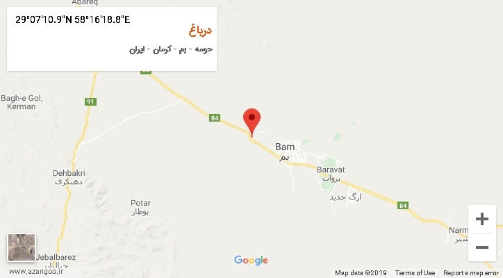 روستای درباغ بر روی نقشه