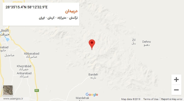 روستای دربیدان بر روی نقشه