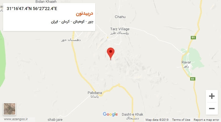 روستای دربیدنون بر روی نقشه