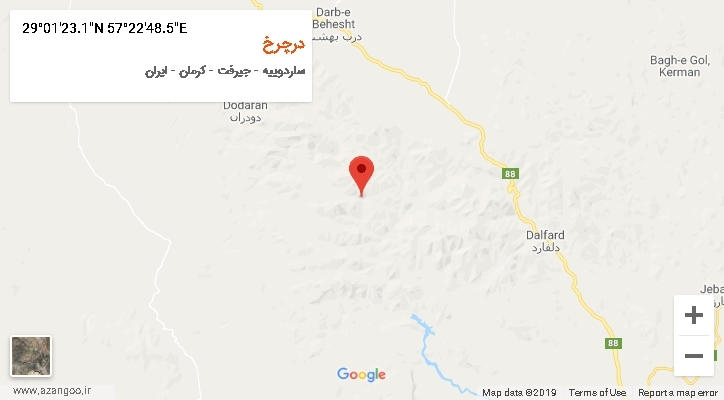 روستای درچرخ بر روی نقشه