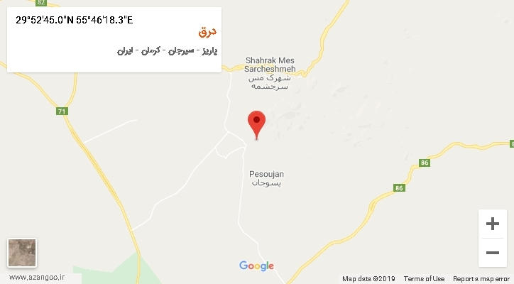 روستای درق بر روی نقشه