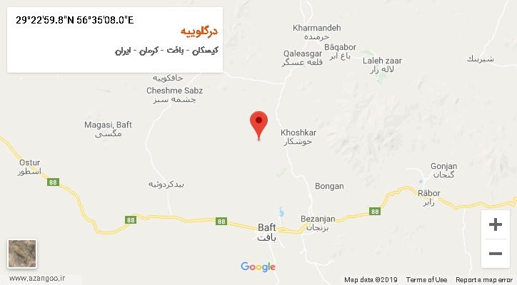 روستای درگلوییه بر روی نقشه
