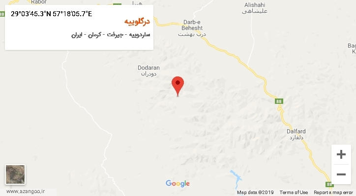 روستای درگلوییه بر روی نقشه