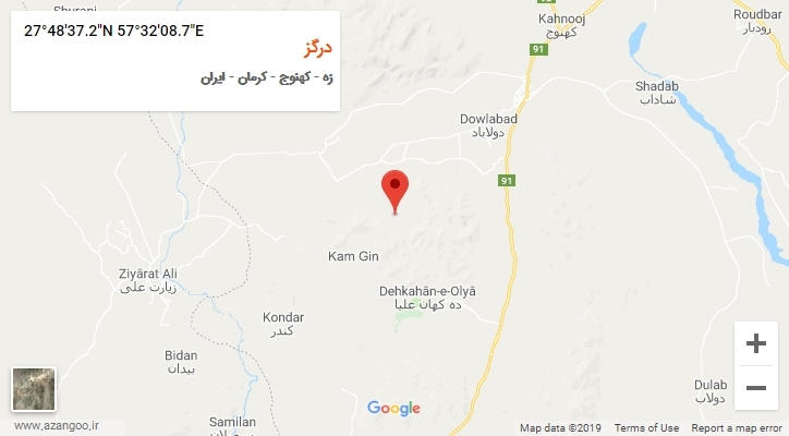 روستای درگز بر روی نقشه