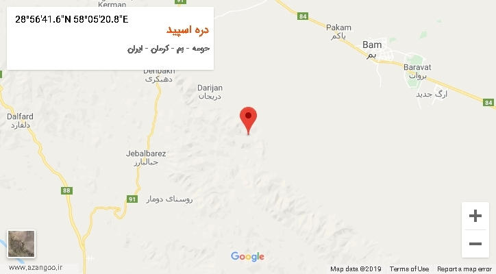روستای دره اسپید بر روی نقشه