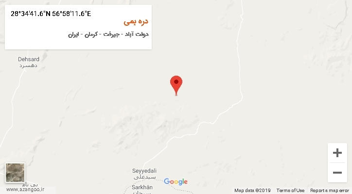 روستای دره بمی بر روی نقشه