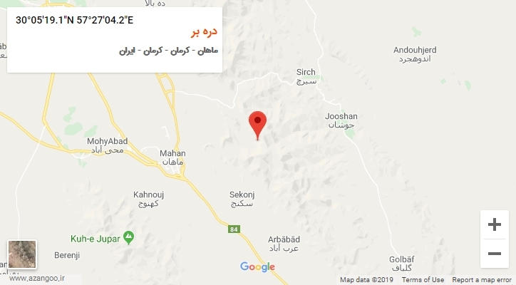 روستای دره بر بر روی نقشه