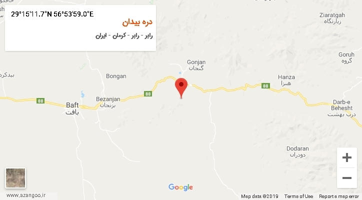 روستای دره بیدان بر روی نقشه