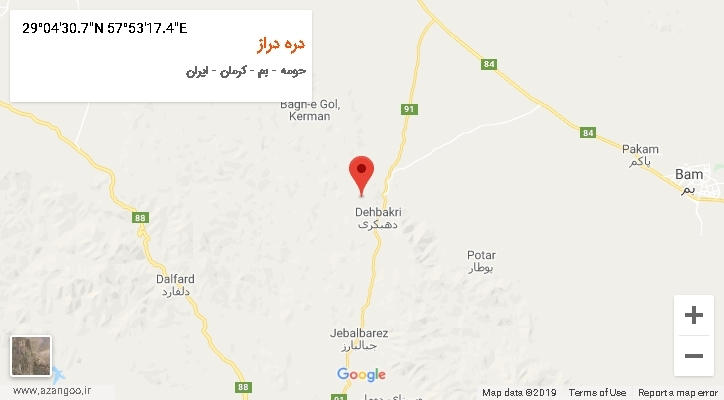 روستای دره دراز بر روی نقشه