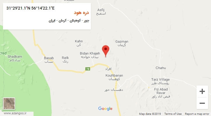 روستای دره هود بر روی نقشه