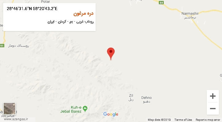 روستای دره مرغون بر روی نقشه