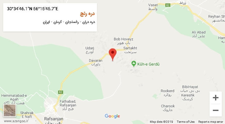 روستای دره رنج بر روی نقشه