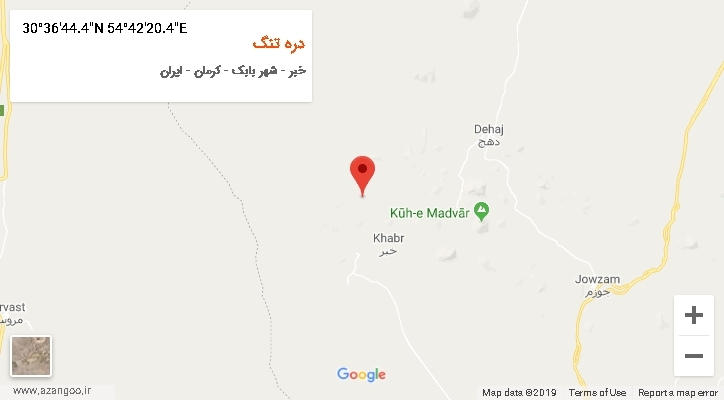 روستای دره تنگ بر روی نقشه