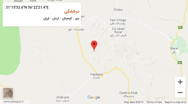 روستای درخشکی بر روی نقشه