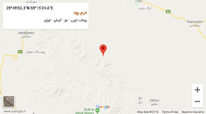 روستای درم رود بر روی نقشه