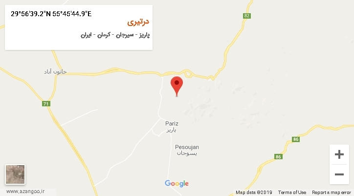روستای درتیری بر روی نقشه