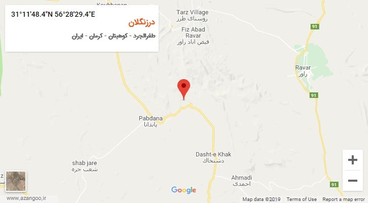 روستای درزنگلان بر روی نقشه