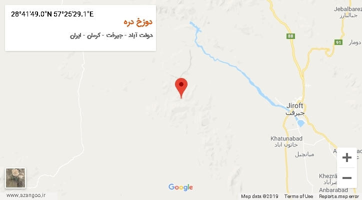 روستای دوزخ دره بر روی نقشه
