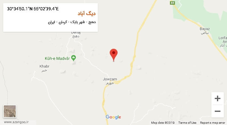 روستای دیگ آباد بر روی نقشه