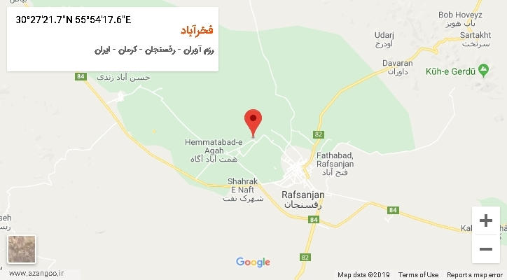 روستای فخرآباد بر روی نقشه
