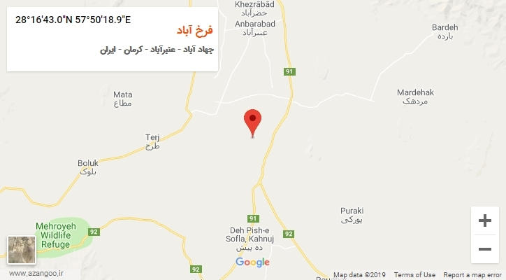 روستای فرخ آباد بر روی نقشه