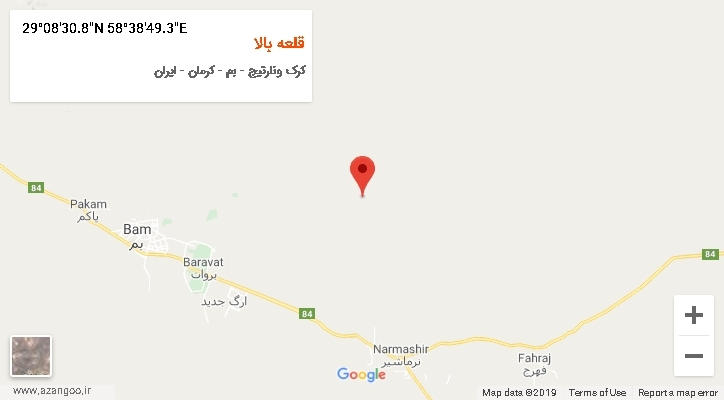 روستای قلعه بالا بر روی نقشه