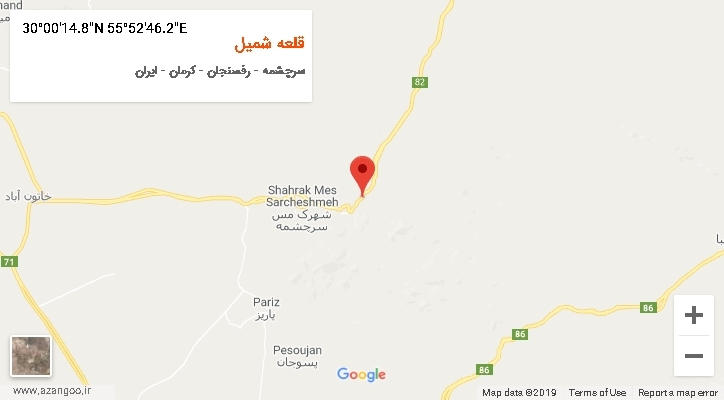 روستای قلعه شمیل بر روی نقشه