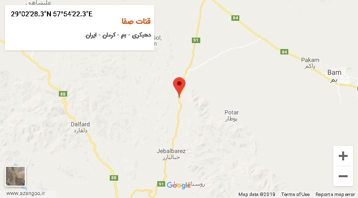 روستای قنات صفا بر روی نقشه