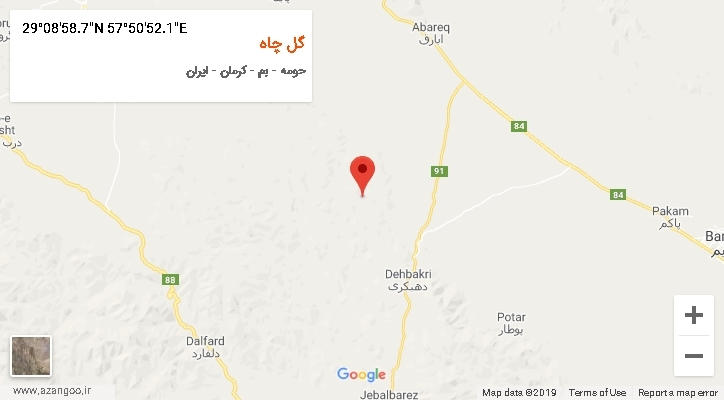 روستای گل چاه بر روی نقشه