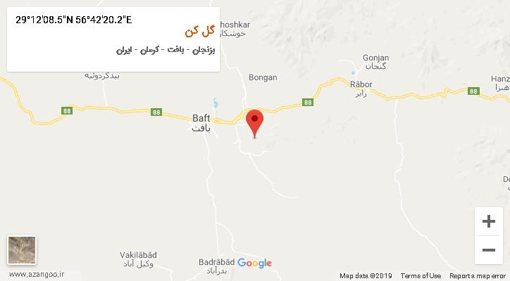 روستای گل کن بر روی نقشه