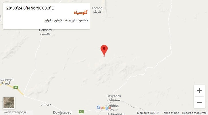 روستای گلوسیاه بر روی نقشه