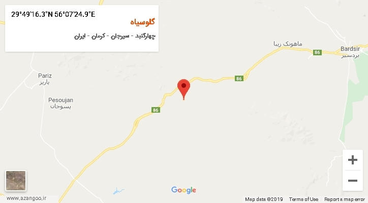 روستای گلوسیاه بر روی نقشه