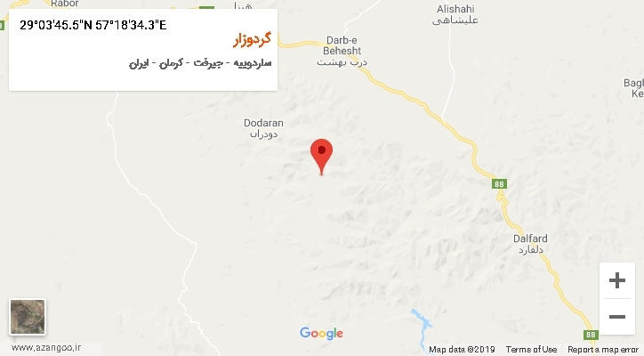 روستای گردوزار بر روی نقشه