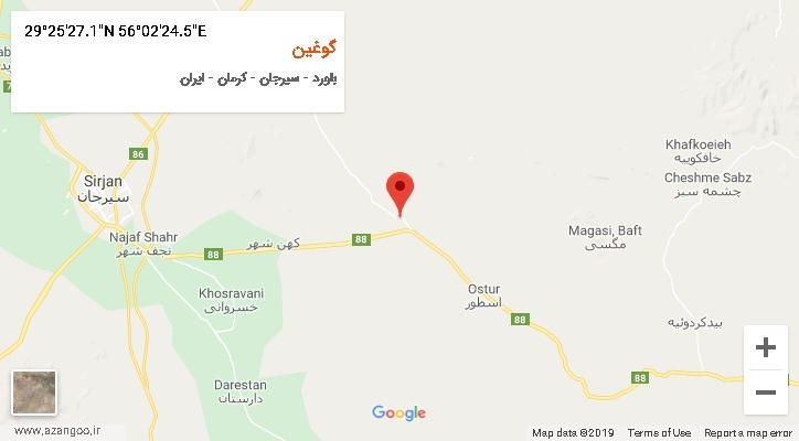 روستای گوغین بر روی نقشه