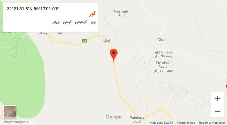 روستای گور بر روی نقشه
