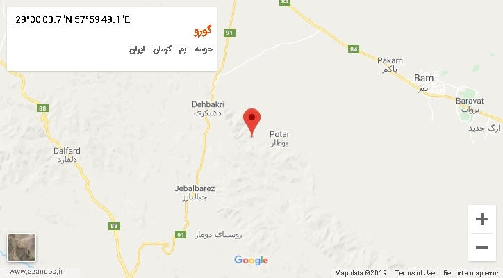 روستای گورو بر روی نقشه